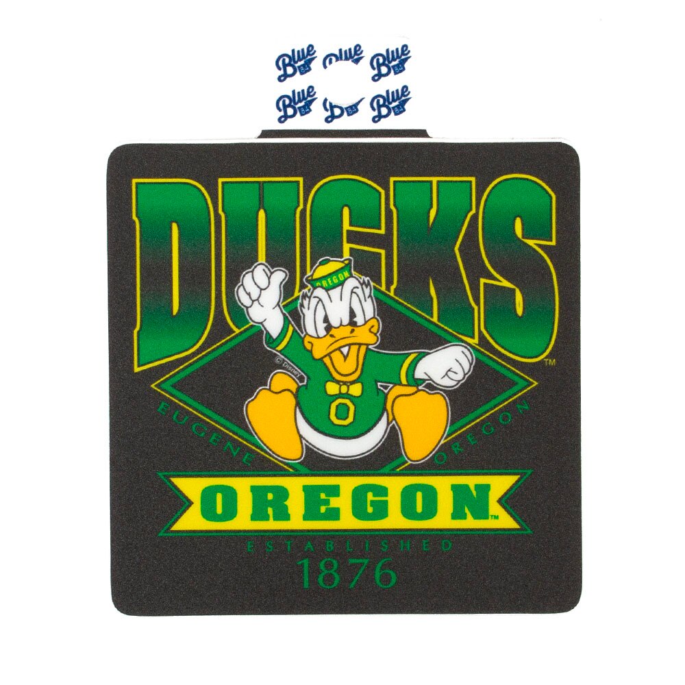 Charging Duck, Blue 84, Grey, Stickers, Home & Auto, 3"x4", 90's style, Ducks, Oregon, 985526